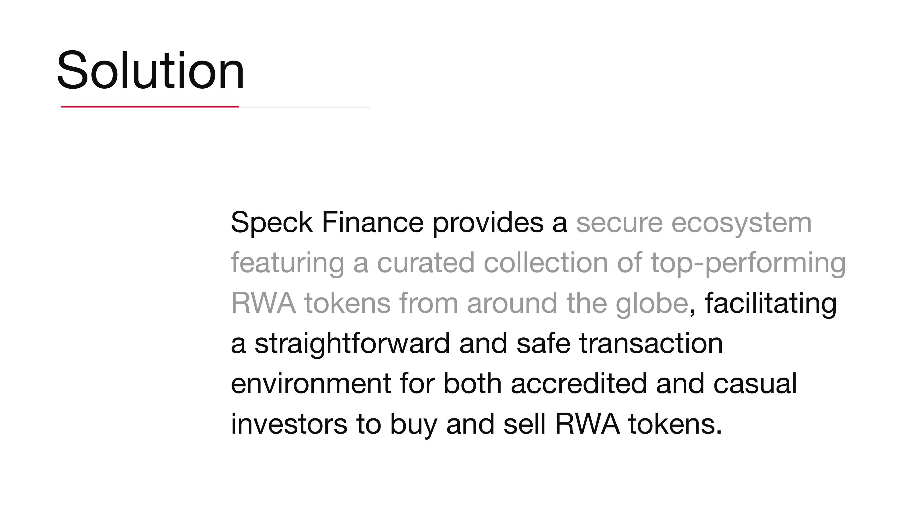 Speck Finance — solution